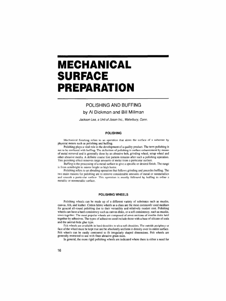 Buffing and Polishing Processes Explained | PDF | Abrasive | Viscosity