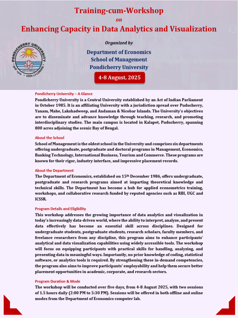 Data Analytics Workshop at PU | PDF | Statistics | Methodology