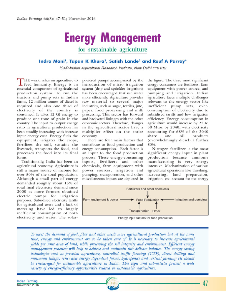 Energy Management for Sustainable Farming | PDF | Agriculture | Biofuel