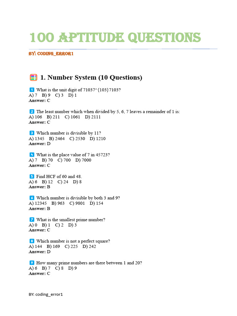 100 Maths Questions with Answers | PDF | Speed | Interest