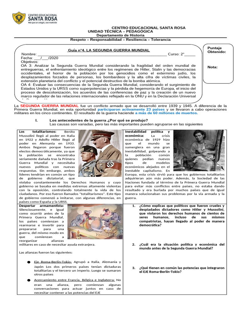 Causas y Desarrollo de la Segunda Guerra Mundial | PDF | Alemania nazi ...