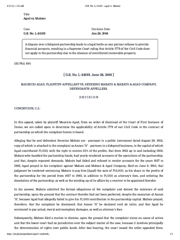 Supreme Court Ruling: Agad vs. Mabato | PDF | Complaint | Lawsuit