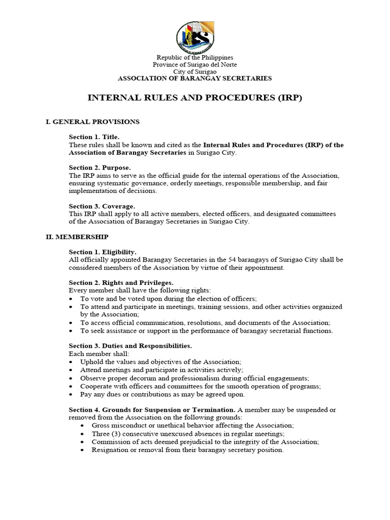 Internal Rules of Barangay Secretaries | PDF | Committee | Audit