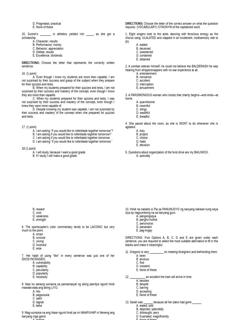 Sample Test Booklet For Cse Final Na Jud Ni | PDF | Memory | Social Media