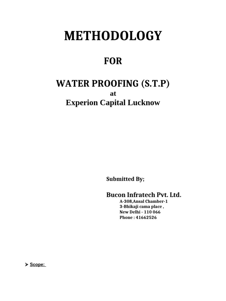 Waterproofing Methodology by Bucon Infratech | PDF