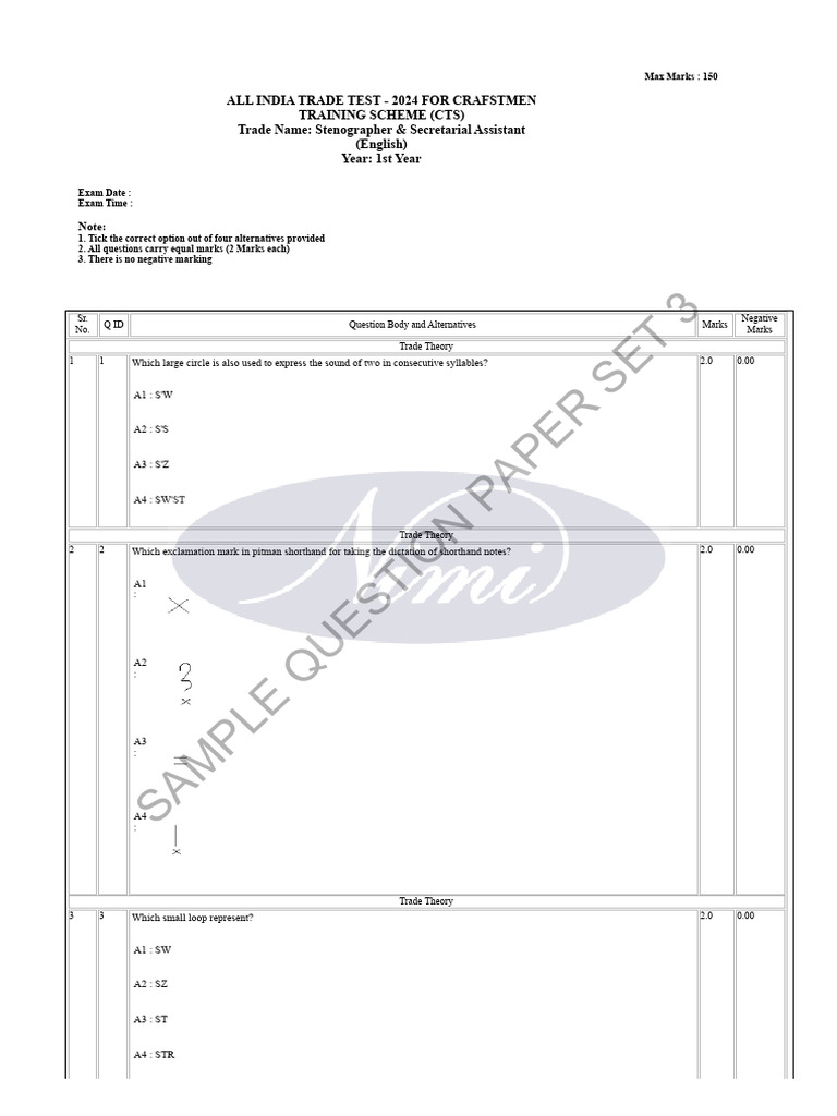 Stenographer Secretarial Assistant (English) - (Set - 3) (2504) | PDF ...