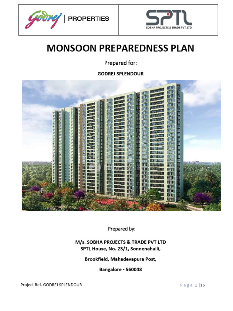 Monsoon Preparedness Plan for Godrej Splendour | PDF | Crane (Machine ...