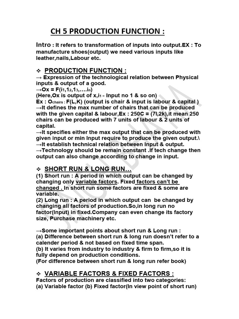 Understanding Production Functions and Factors | PDF | Production ...
