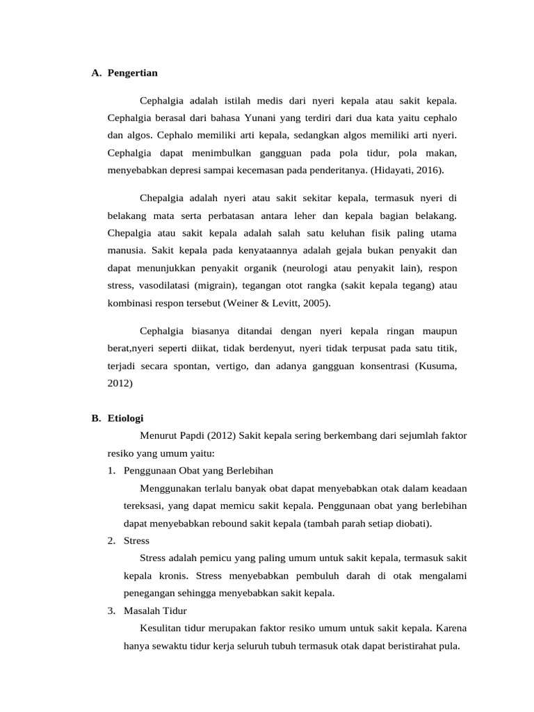 Pengertian dan Penyebab Cephalgia | PDF