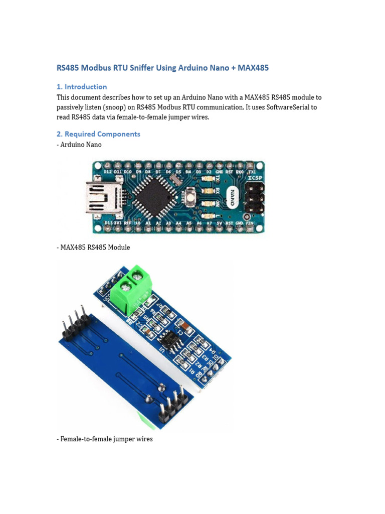 Arduino Nano RS485 Modbus Sniffer Guide | PDF | Arduino | Physical ...
