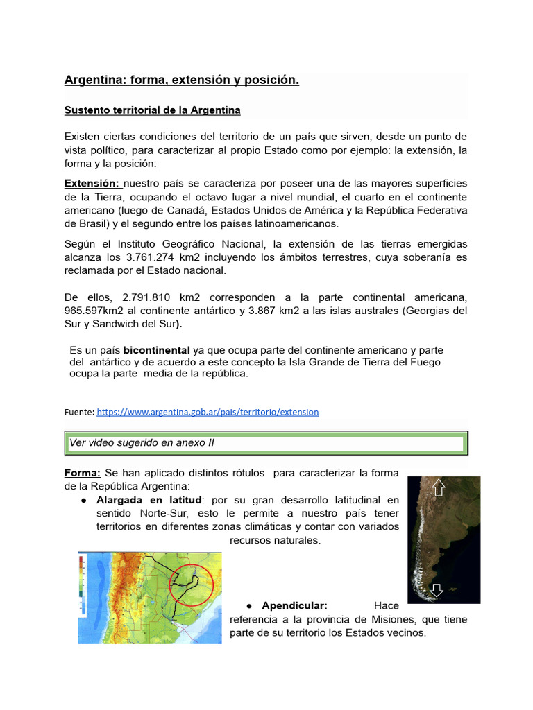Extensión y forma de Argentina | PDF | Américas | Continente
