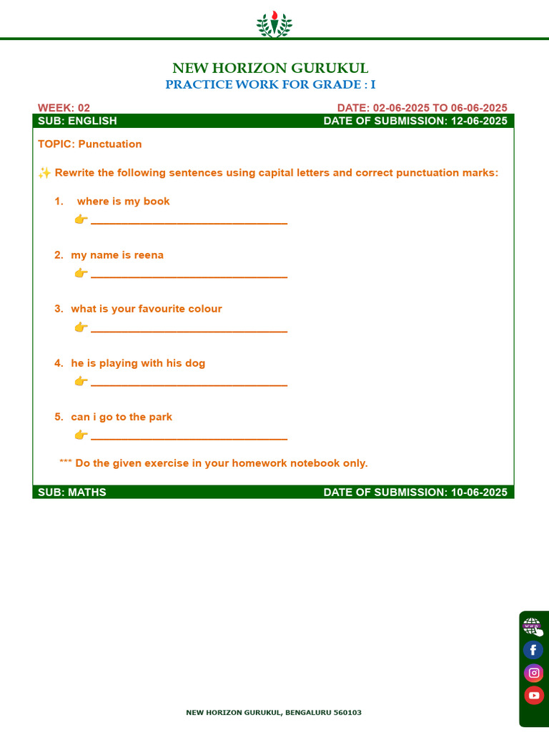 Practice Work Class 1 1749201968 | PDF