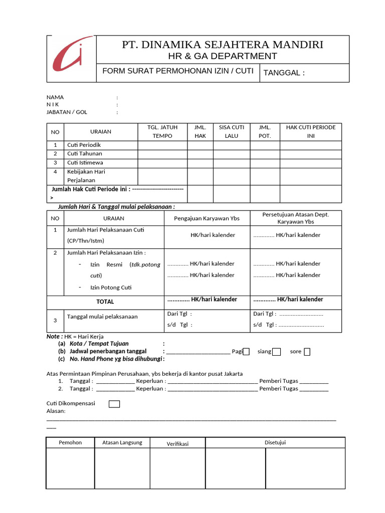 00 - Form Cuti New 2021 | PDF