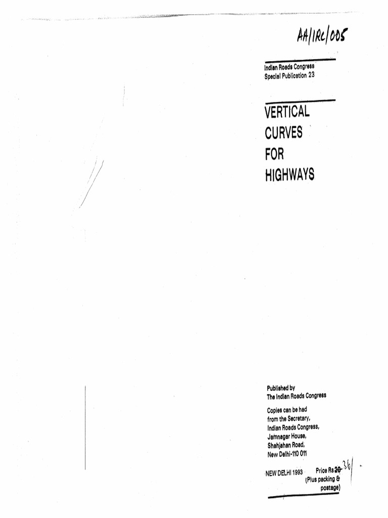 IRC SP 23 Vertical Curves For Highways | PDF