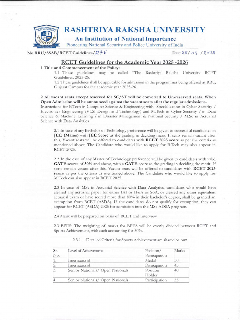 RCET Guidelines 2025 26 | PDF