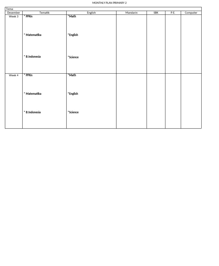 Weekly Monthly Study Plan P2 | PDF
