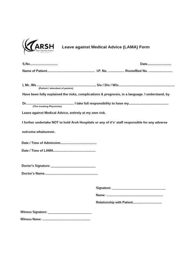 LAMA Consent and Discharge Form | PDF