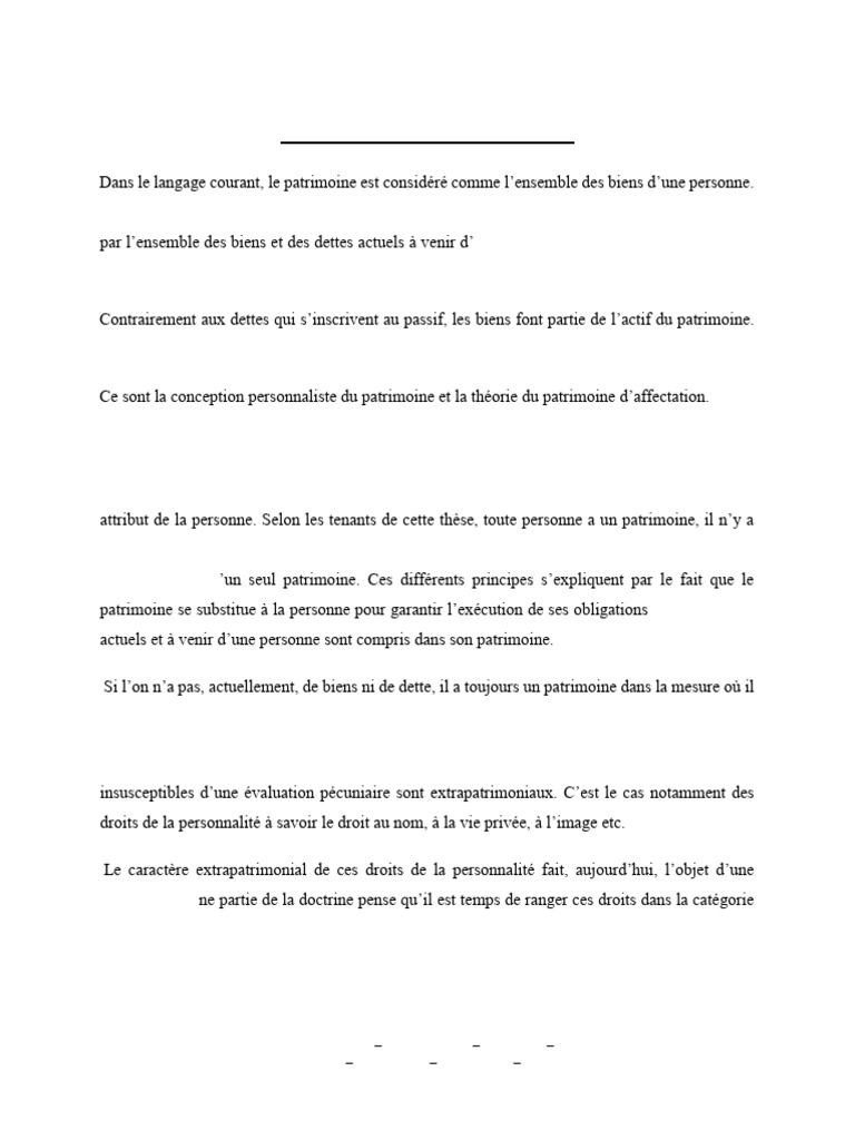 Comprendre le Patrimoine en Droit | PDF | Entreprise individuelle ...