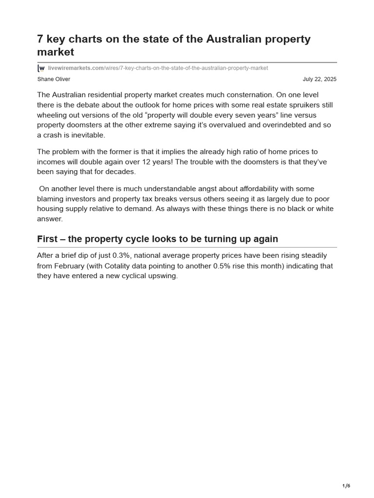 7 Key Charts on Australian Property Market | PDF | Affordable Housing ...