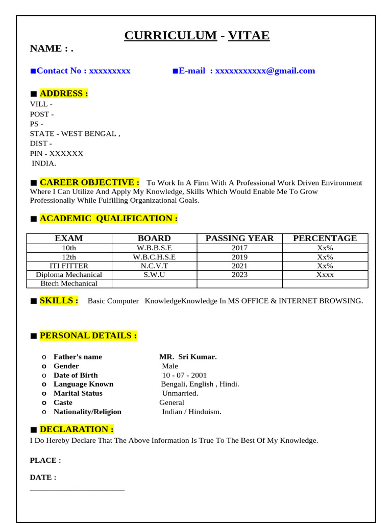 New Cv Format (1) | PDF