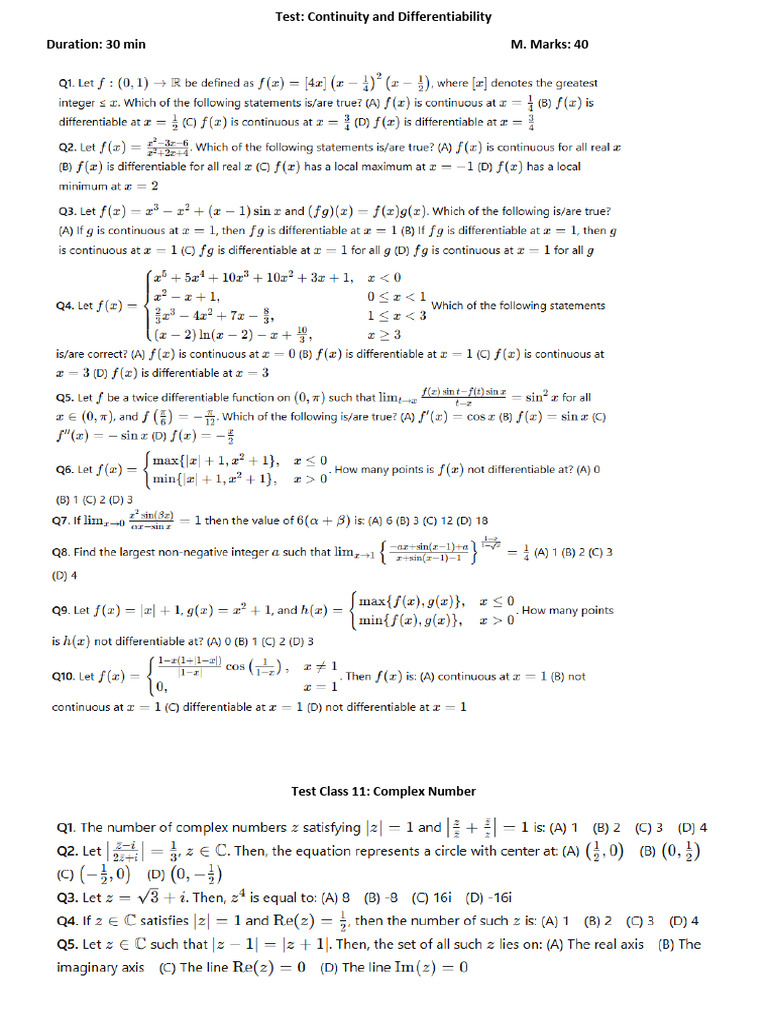 Test Class 12 (C &D) | PDF
