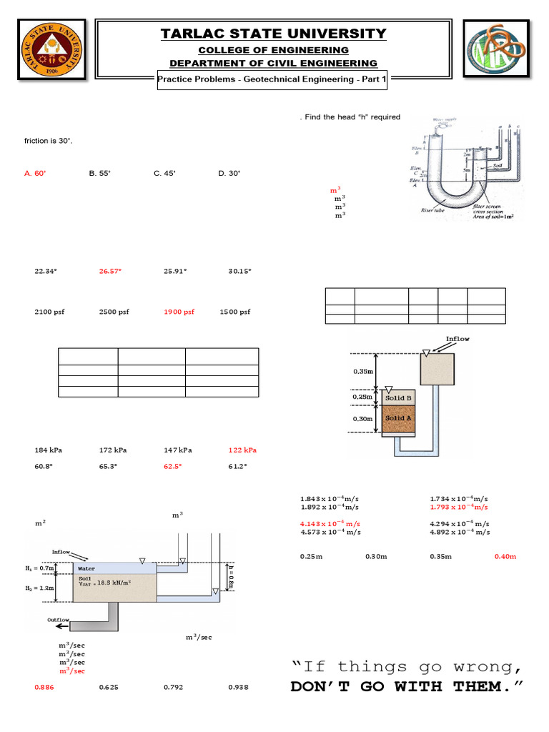 Geotechnical Engineering Practice Problems | PDF | Soil Mechanics ...