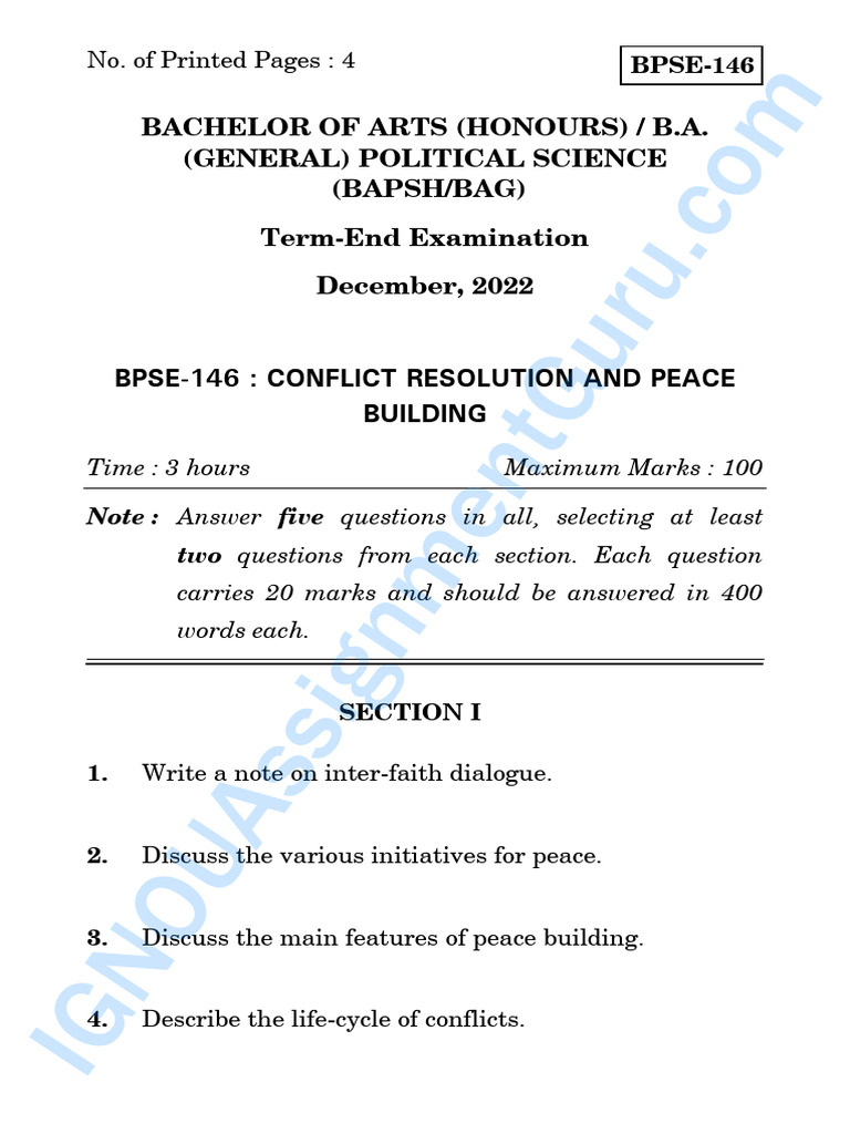 Conflict Resolution and Peace Building Exam | PDF | Chess Theory | Chess
