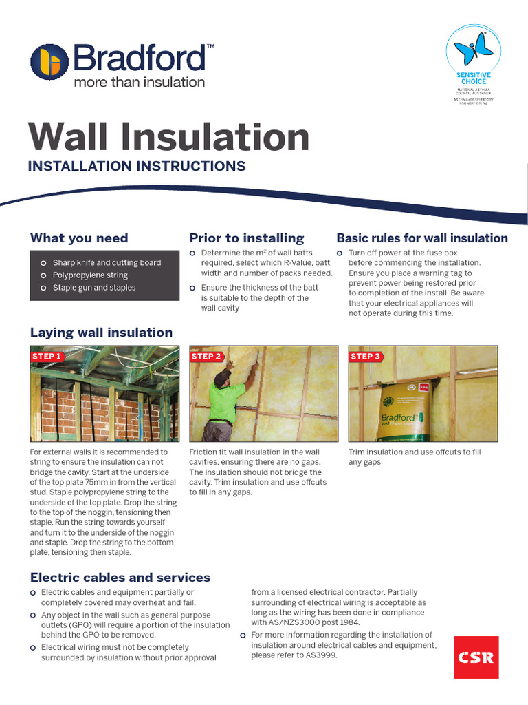 Wall Insulation Installation Guide | PDF | Electrical Wiring ...