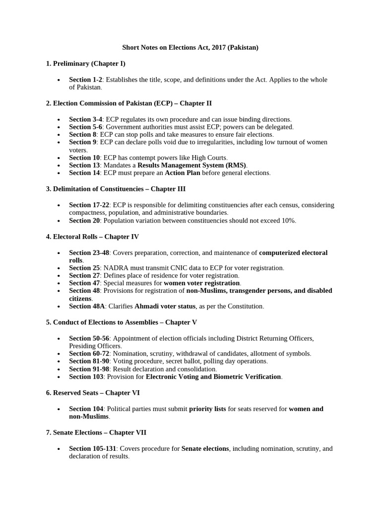 Overview of ECP Act 2017 | PDF | Elections | Democracy