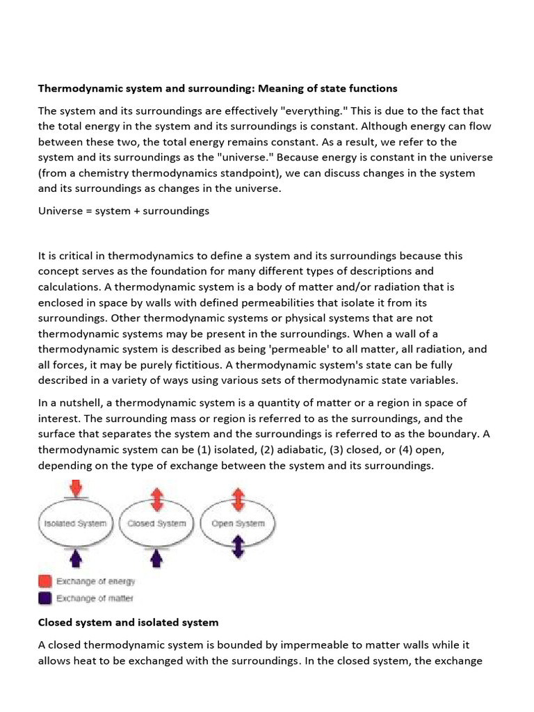 Defining System and Surroundings in Thermodynamics | PDF ...
