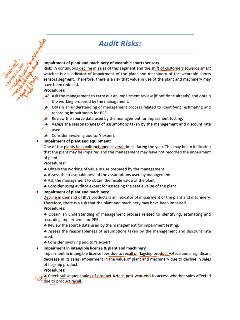 Audit Risk (Past Papers) - Extracted | PDF | Inventory | Audit