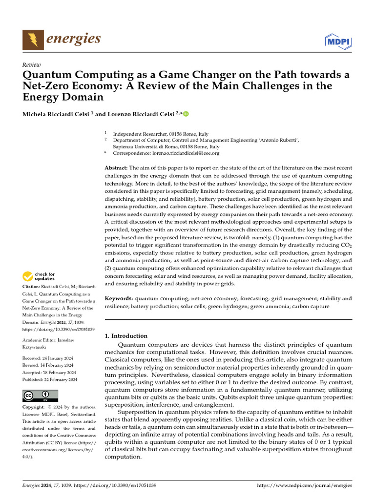 Quantum Computing's Role in Net-Zero Energy | PDF | Quantum Computing ...