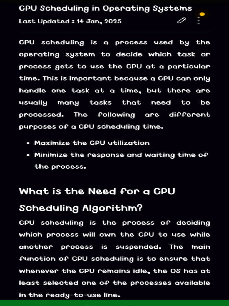 Cpu Scheduling and Memory Management Notes | PDF