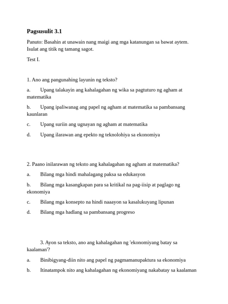 April 26 Pagsusulit | PDF