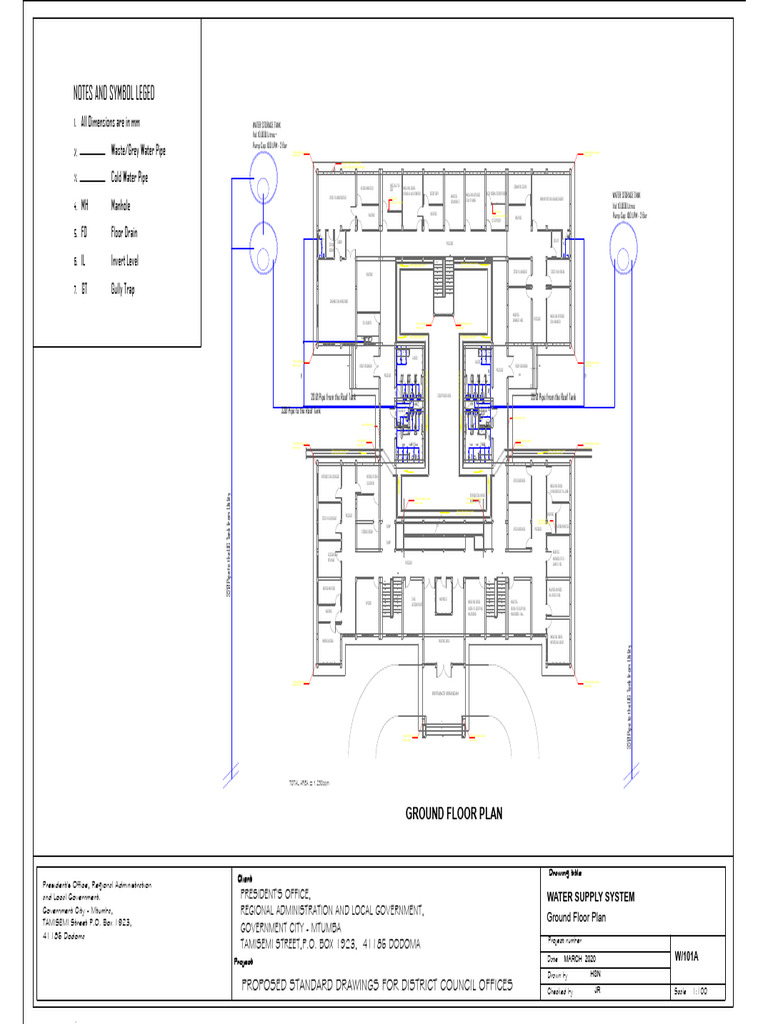 Ground Floor Plan for District Office | PDF | Hydraulic Engineering