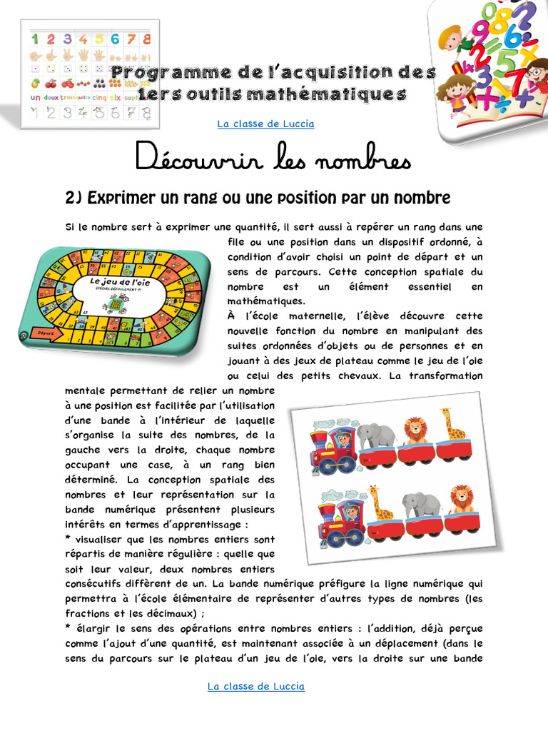 Position et rang en mathématiques CP | PDF | Nombre | Arithmétique