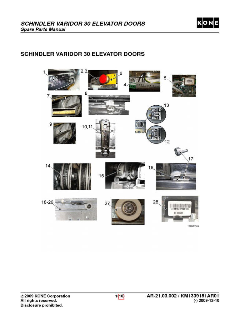 Schindler Varidor30 Parts | PDF | Elevator | Belt (Mechanical)