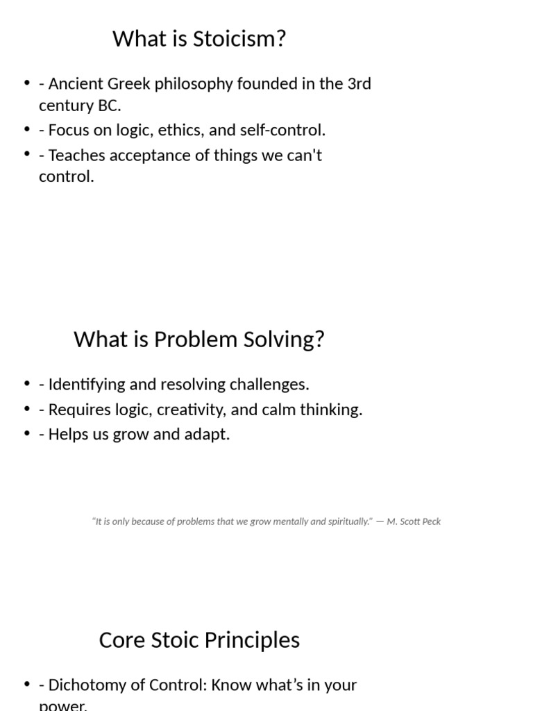 Problem Solving and Stoicism Presentation | PDF