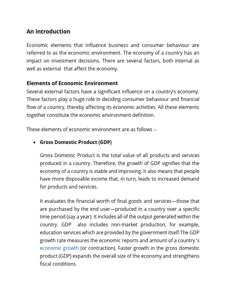 Elements of Economic Envt | PDF | Inflation | Gross Domestic Product