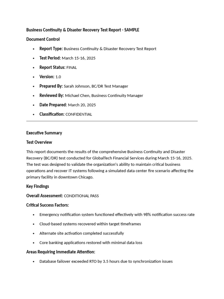 BCP & DR Test Report - March 2025 | PDF | Backup | Databases