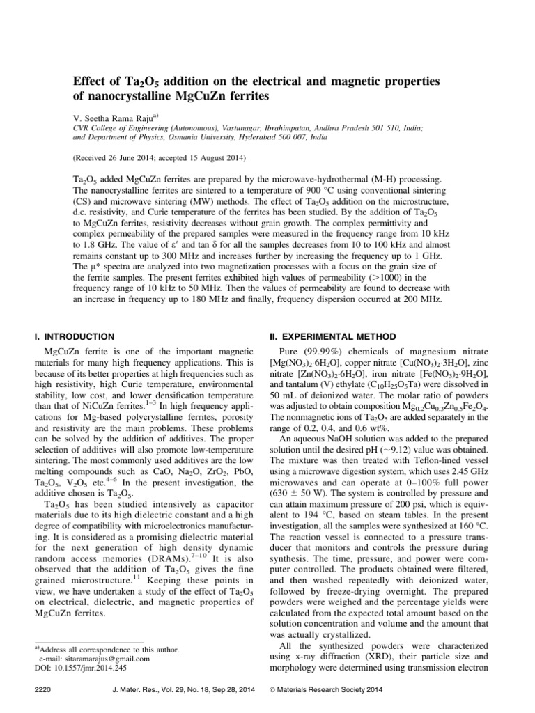 3-Effect of Ta2O5 Addition On The Electrical and Magnetic Properties of ...