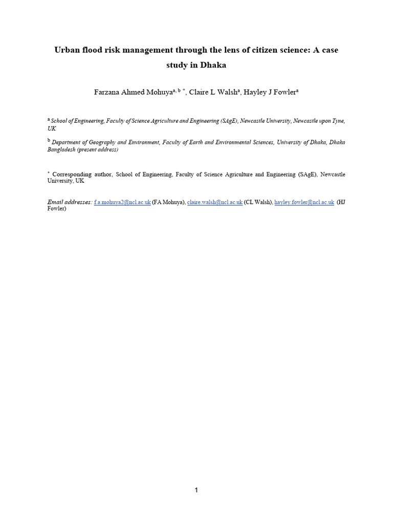 Urban Flood Risk Management Through The Lens of Citizen Science A Case ...