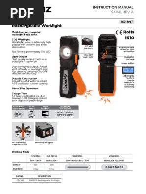 craftsman 500 lumen led rechargeable flashlight manual Pelican 2370 Tactical The CYC600WPMOW Cyclops Spotlight is a rugged 3-In-1 Rechargeable Quick Connect LED