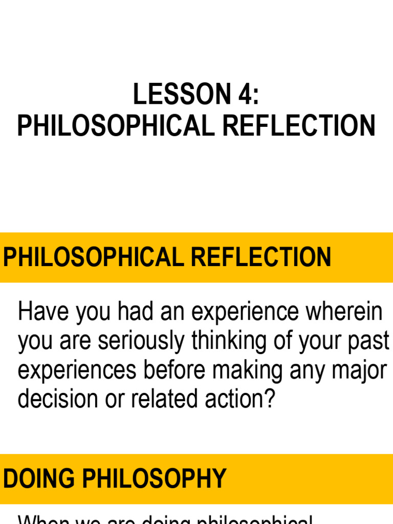 LESSON 4 Philosophical Reflection | PDF | Experience | Idea