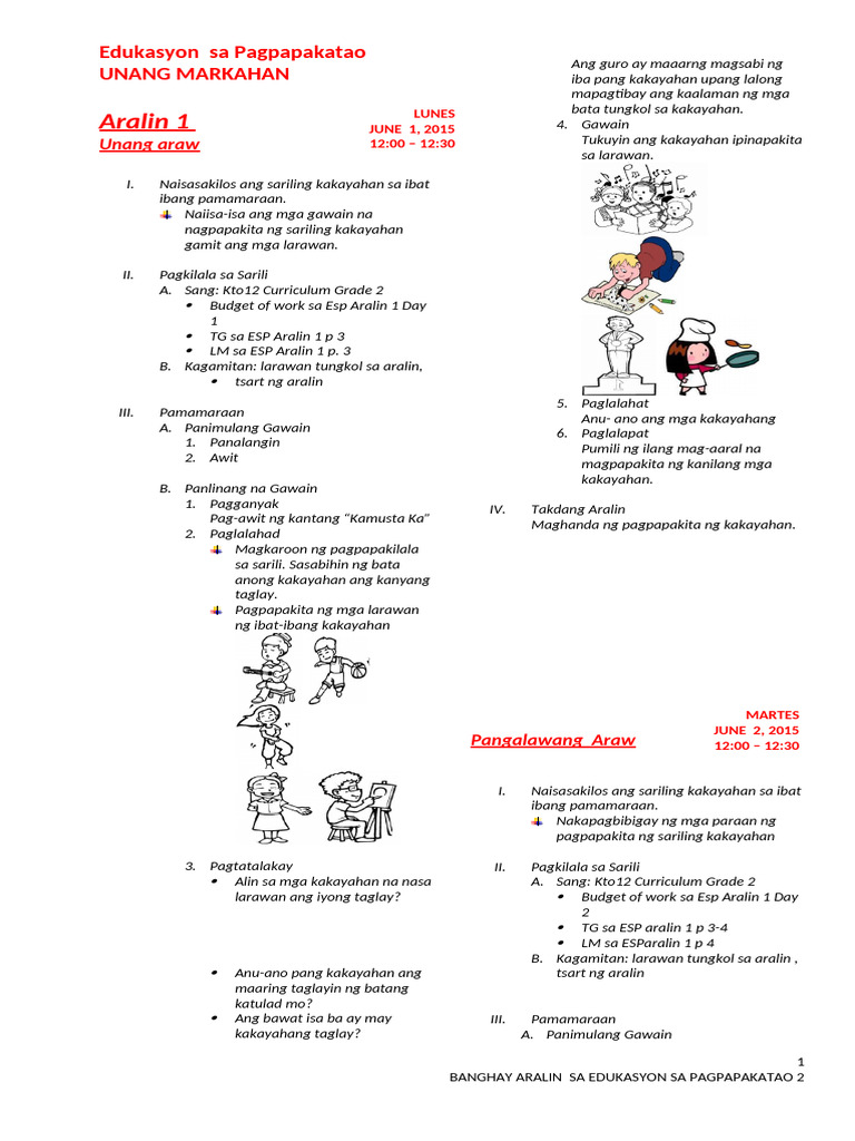 Esp 2 Lesson Plan 1st Grading | PDF