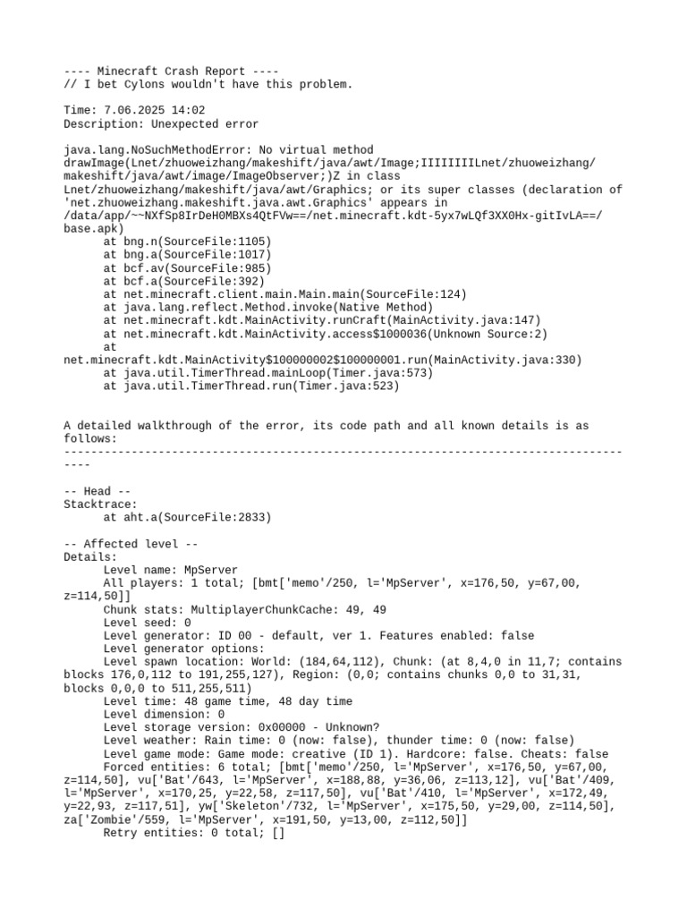 Minecraft Crash Report Analysis | PDF | Java (Programming Language ...