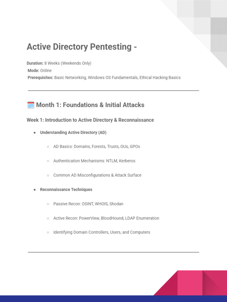 Active Directory Pentesting Course | PDF | Internet Protocols ...
