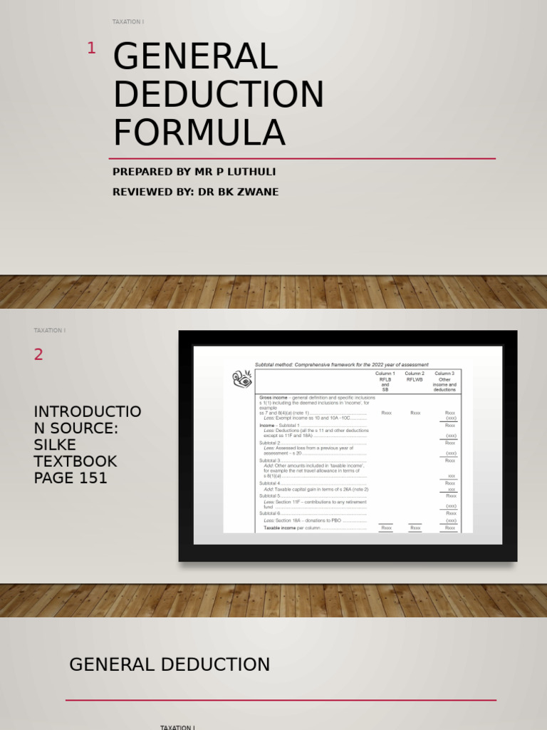 General Deduction Formula Overview | PDF | Expense | Tax Deduction