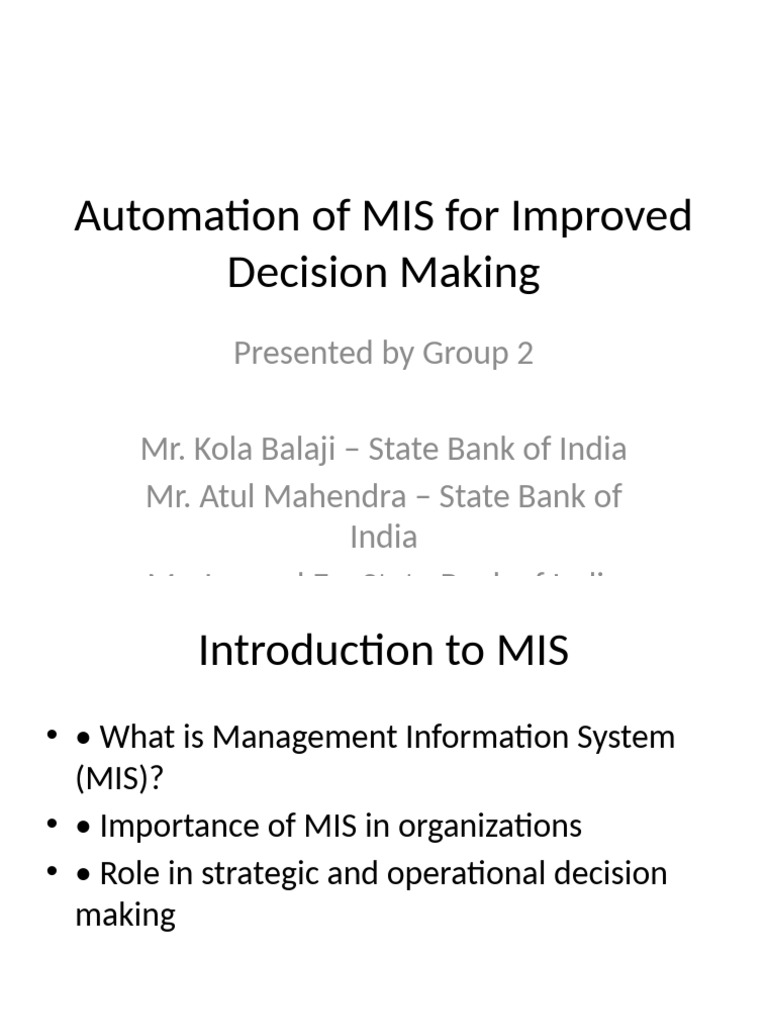 MIS Automation for Better Decisions | PDF