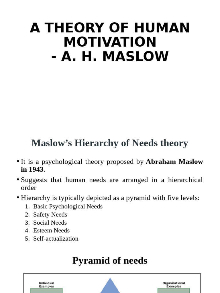 Maslow's Hierarchy of Needs Explained | PDF | Motivational | Motivation